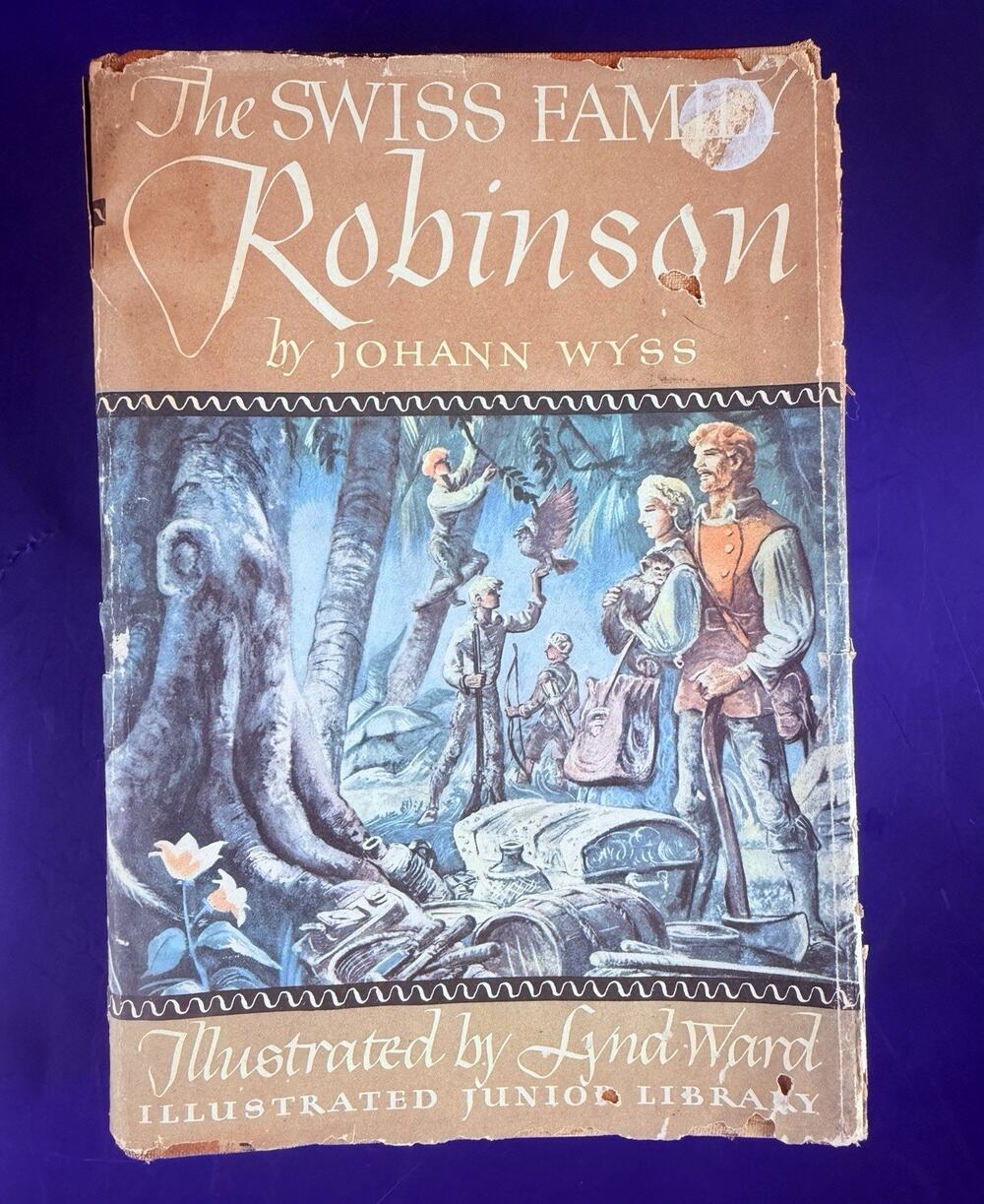Rare 1949 Book Swiss Family Robinson by HB Johann Wyss Hardback Jacket Vintage